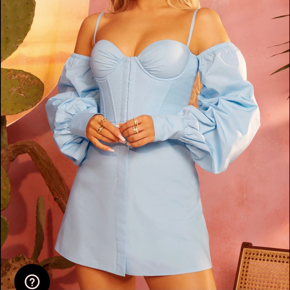 BARDOT SHIRT DRESS IN PASTEL BLUE